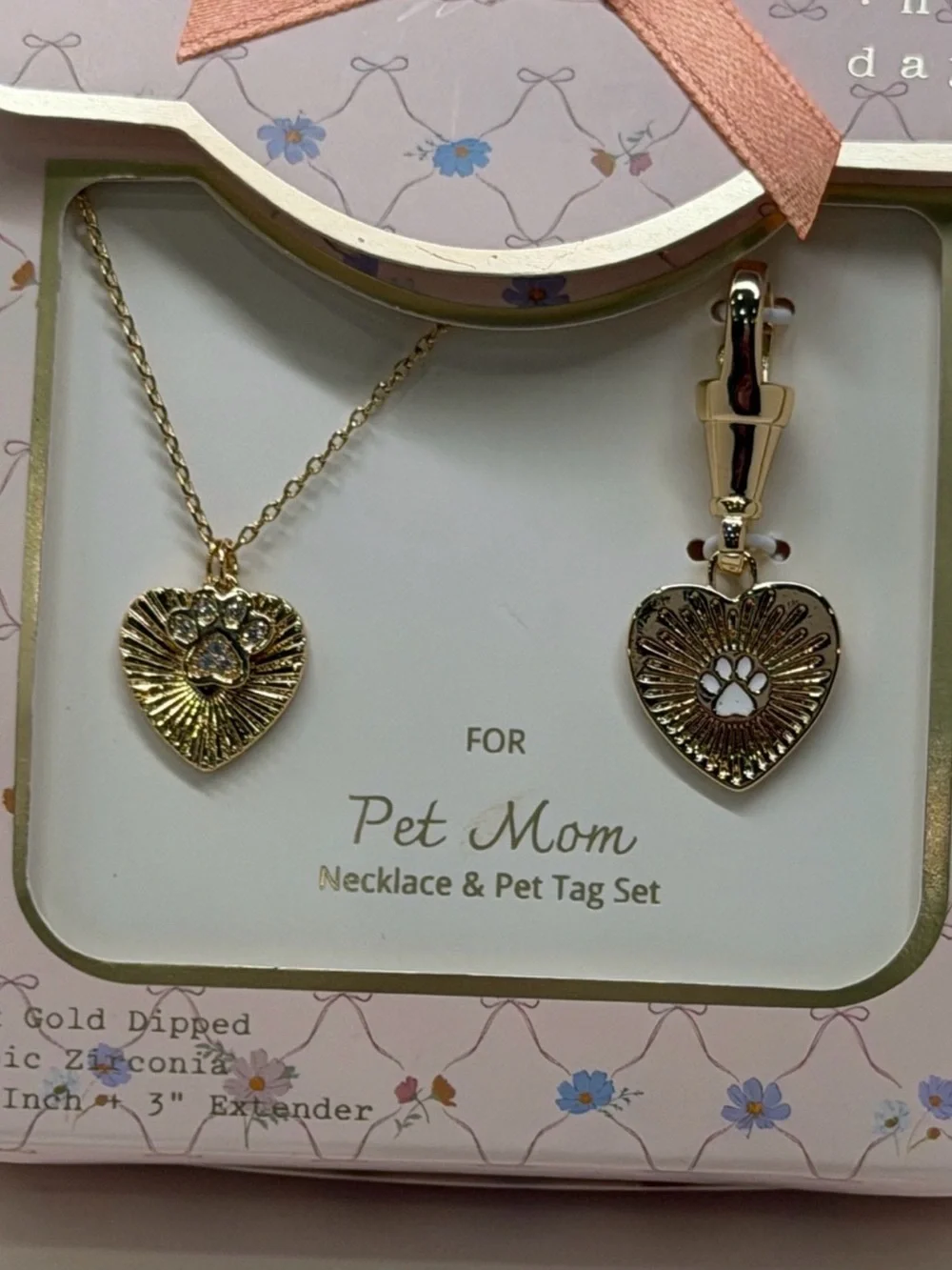 a new day Gold Heart Necklace & Paw Tag Set